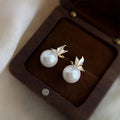 Copper Glass Pearl Butterfly Stud Earrings Forest Fairy Sweet Elegant Jewelry For Women