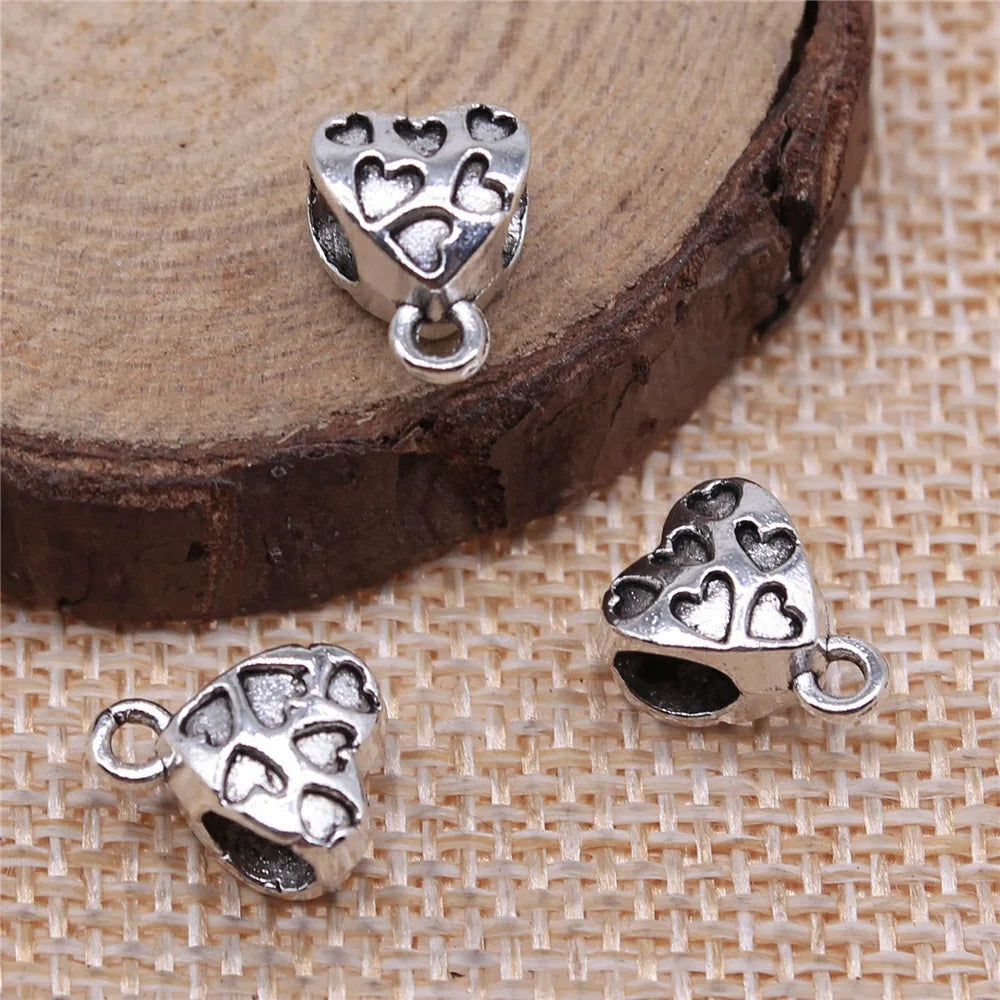12x9x7mm 1.2g Multicolor Zinc Alloy Heart Bail Connector Charm for DIY Pendant Necklace Making