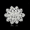 Elegant Silver Plated Rhinestone Flower Brooch, Korean Style Small Lapel Pin Corsage Suit Accessory Gift