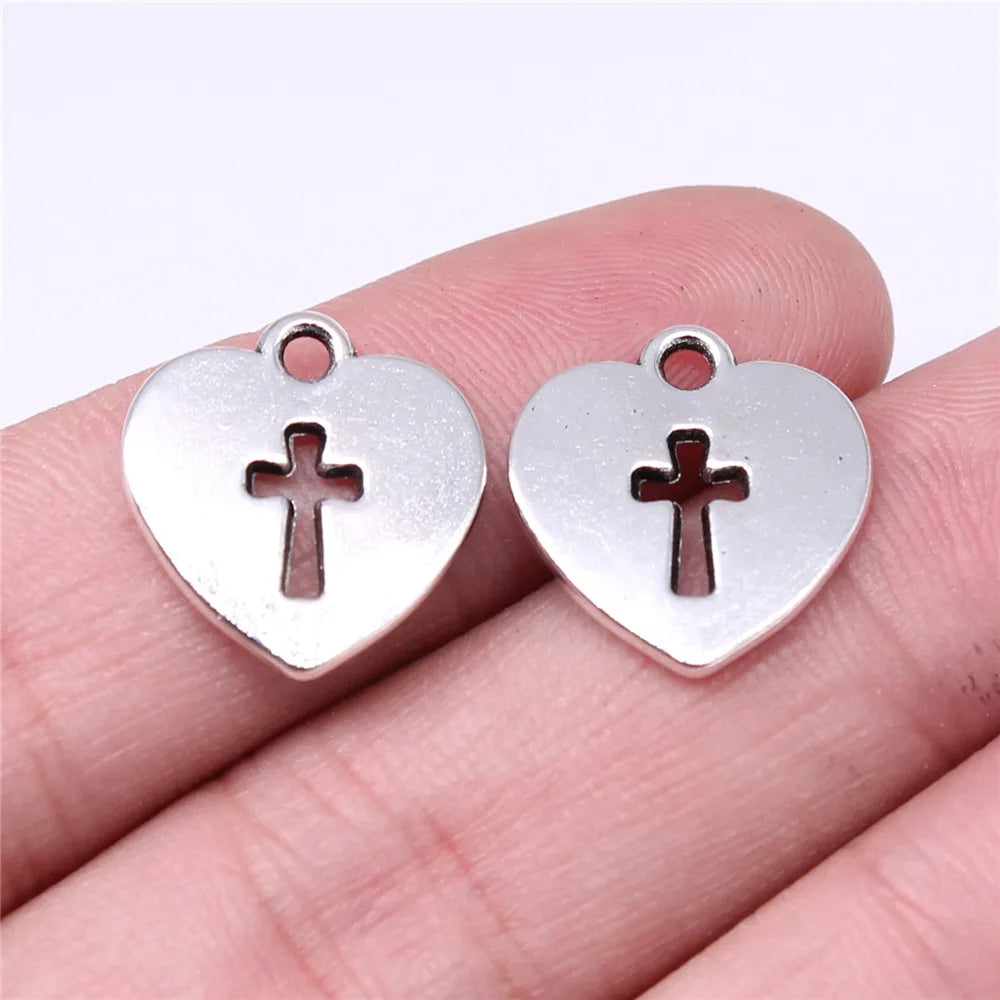 17x16mm 1.6g Multi Color Zinc Alloy Heart Cross Charm Pendant for DIY Necklace Bracelet Jewelry Making