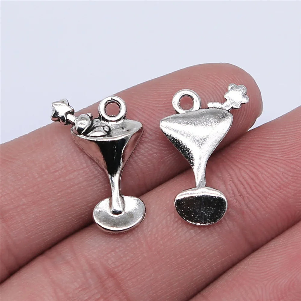 20x12mm 1.3g Antique Silver Zinc Alloy Juice Drink Charm Pendant for DIY Food Theme Jewelry Making