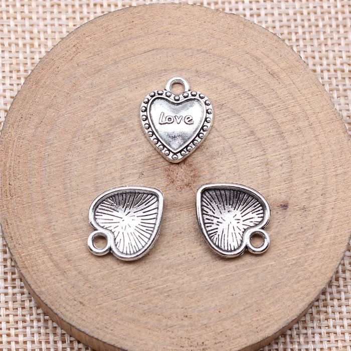 16x13mm 1.1g Antique Silver Zinc Alloy Love Heart Charm Pendant for Bracelet Necklace Making