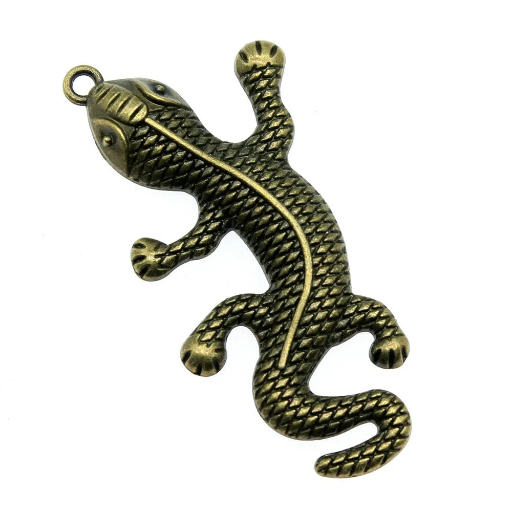 59x25mm 5.7g Antique Bronze Zinc Alloy Gecko Charm Pendant for DIY Bracelet Necklace Jewelry Making