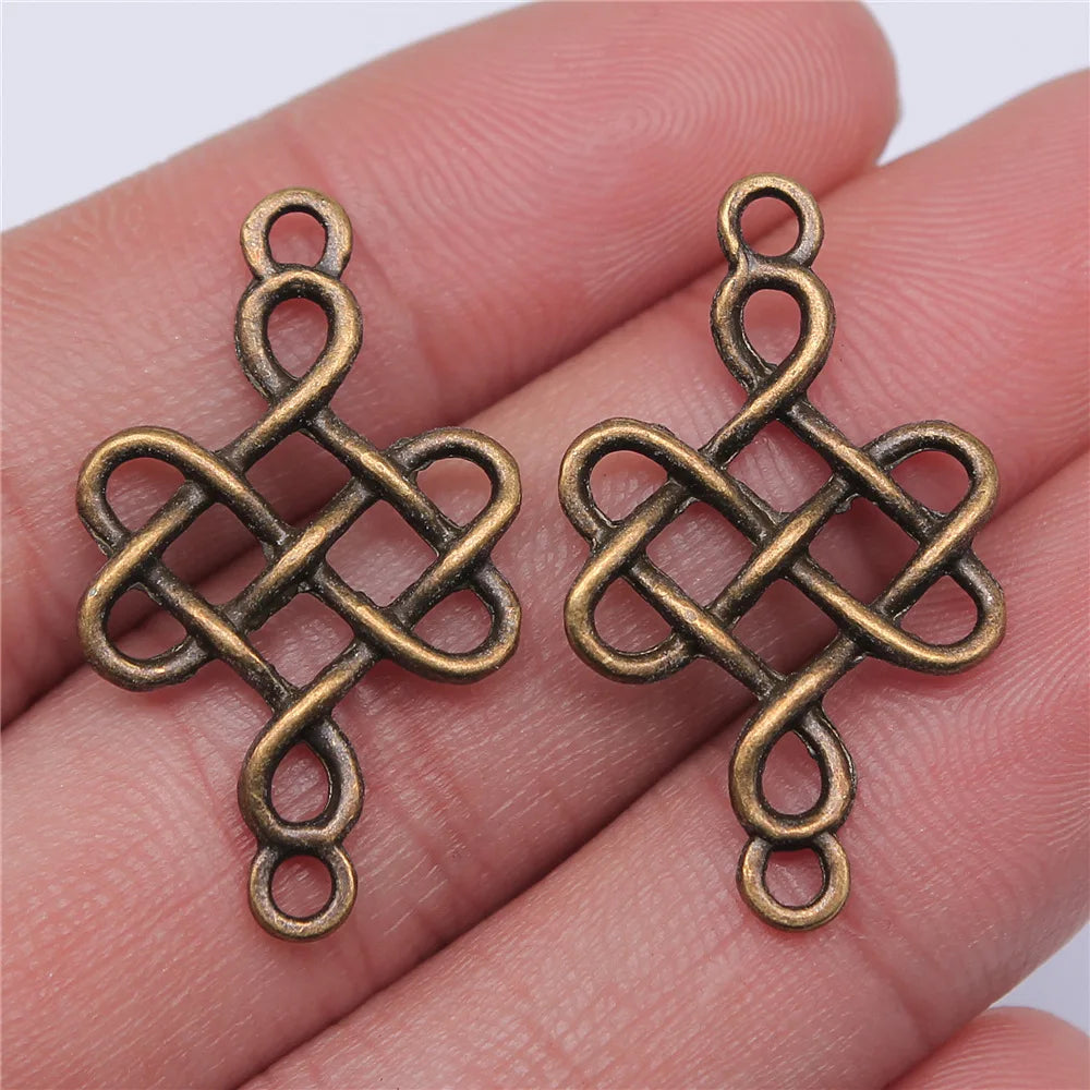 31x18mm 1.2g Multicolor Zinc Alloy Chinese Knot Connector Charm for DIY Bracelet Jewelry Making