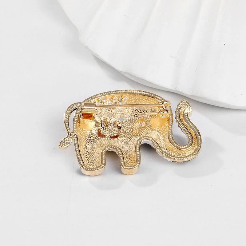 Luxury Rhinestone Enamel Circus Elephant Brooch Pin, Exotic Alloy Lapel Pin Corsage Suit Accessory Gift