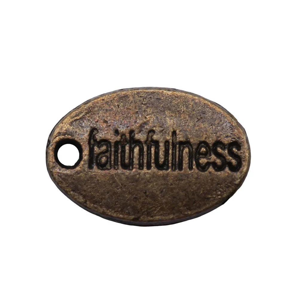 14x10mm 1.1g Antique Bronze Tone Zinc Alloy Faithfulness Tag Charm Pendant for Necklace Bracelet DIY