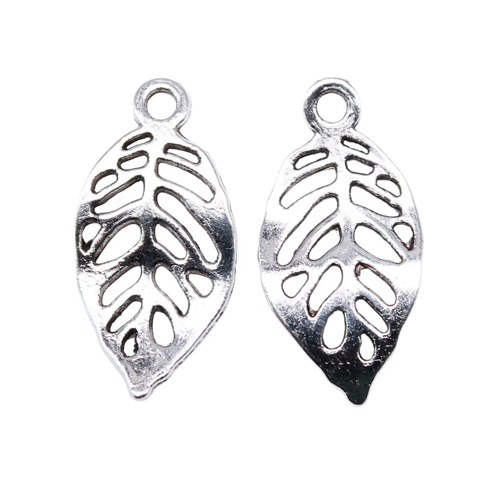 23x11mm 0.7g Antique Silver Zinc Alloy Leaf Charm Pendant for DIY Necklace Bracelet Jewelry Making