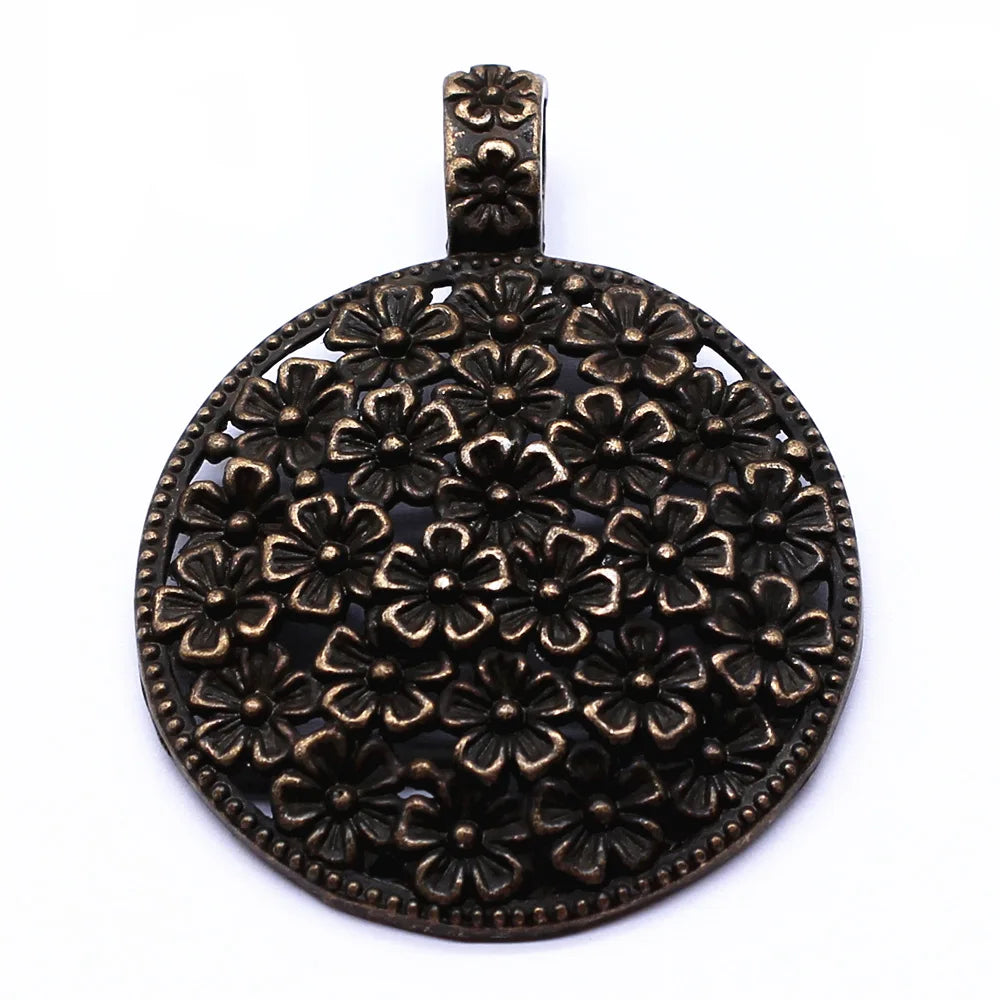 58x45mm 13.3g Multicolor Zinc Alloy Round Disc Flower Charm Pendant for DIY Necklace Jewelry Making