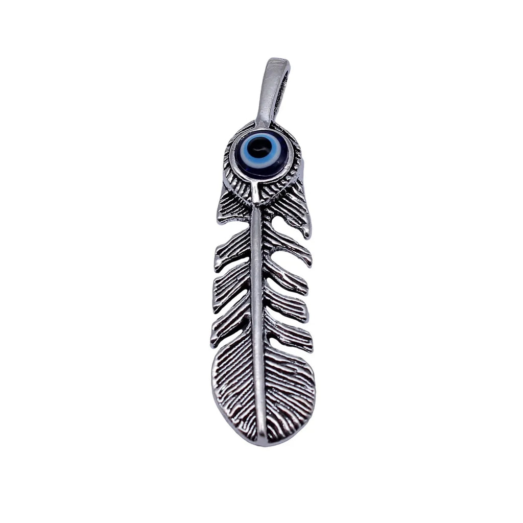 48x12mm 5.2g Antique Silver Zinc Alloy Evil Eye Feather Charm Pendant for Necklace Earring DIY
