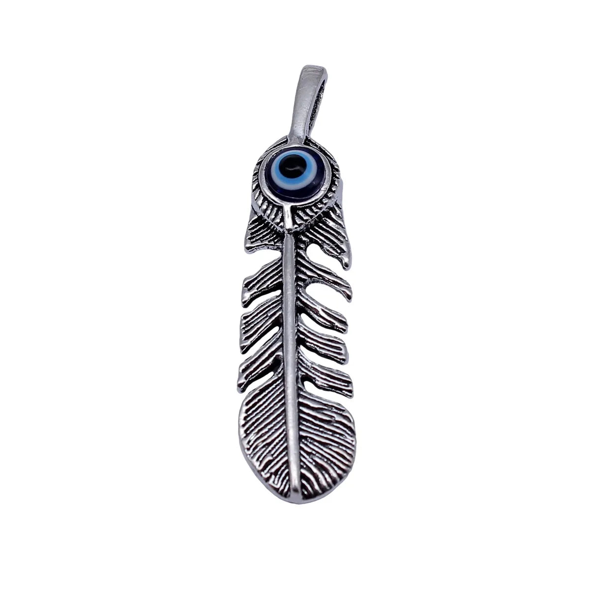 48x12mm 5.2g Antique Silver Zinc Alloy Evil Eye Feather Charm Pendant for Necklace Earring DIY