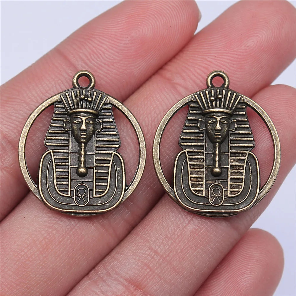 23mm 3.6g Multicolor Zinc Alloy Egyptian Pharaoh Double Sided Pharaoh Head Charm Pendant for DIY Jewelry Making