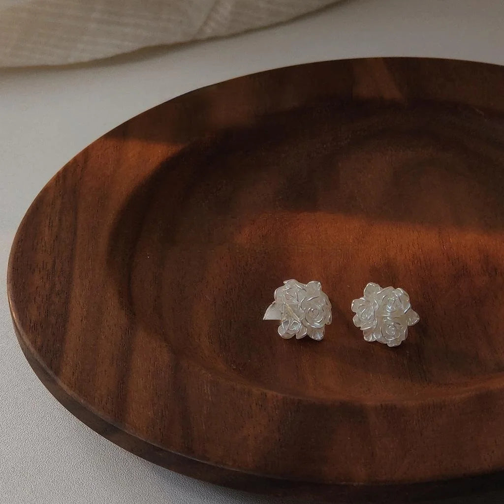 Sweet Resin Rose Flower Stud Earrings Minimalist Spring Summer Jewelry
