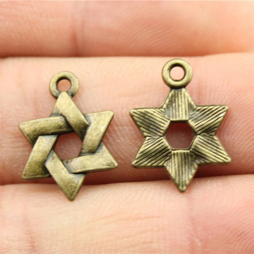 17x14mm 0.8g Multi-Color Zinc Alloy Star of David Charm Pendant for DIY Bracelet Necklace Making