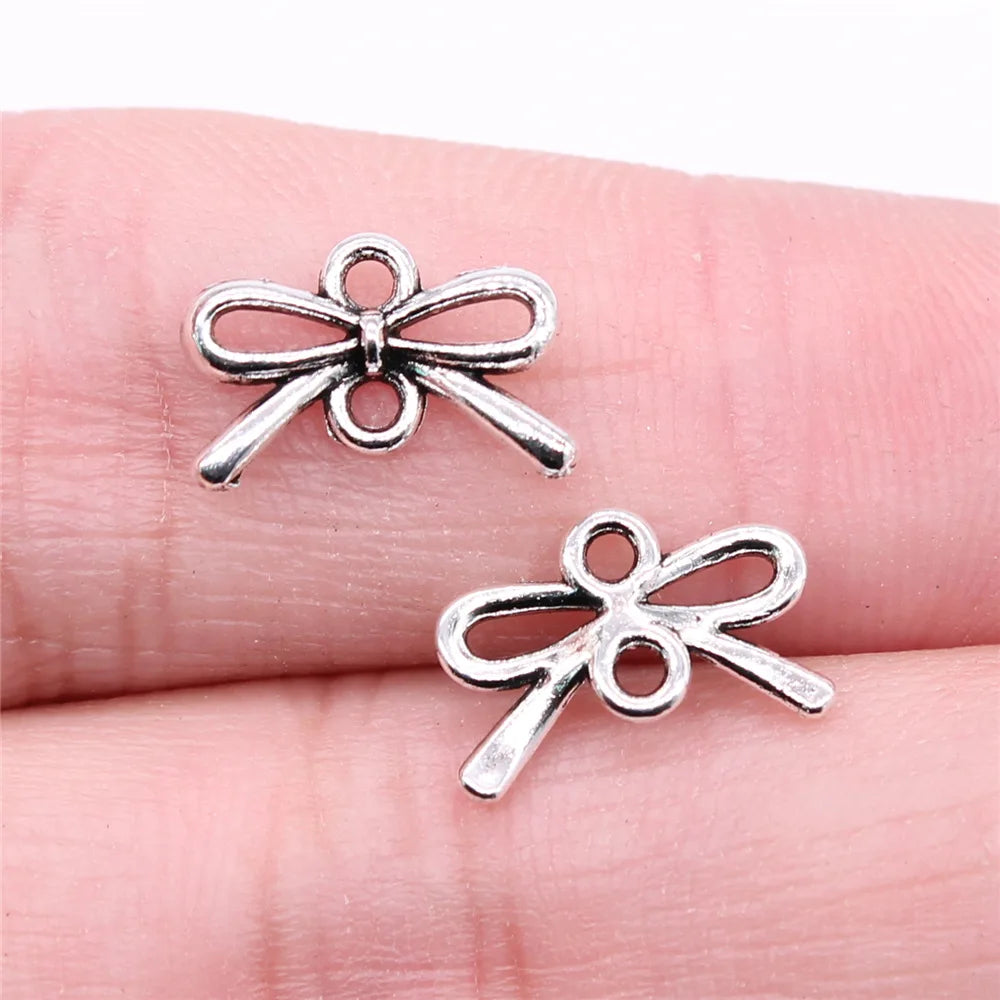 12x8mm 0.33g Multicolor Zinc Alloy Bow Butterfly Connector Charm for DIY Bracelet Necklace Jewelry Making