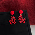 Chinese Style Red Horse Drop Earrings Enamel Flocked Paper Cut Zodiac Jewelry