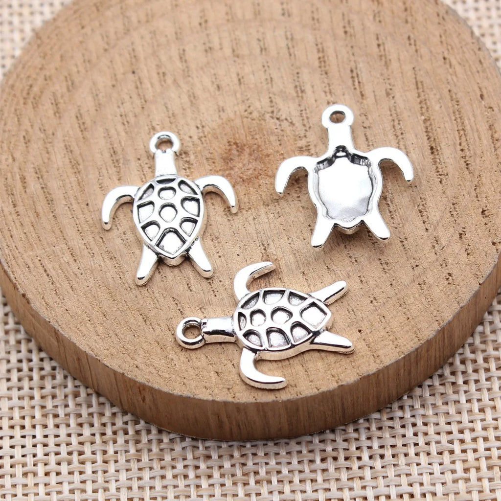 20x16mm 1g Antique Silver Zinc Alloy Sea Turtle Charm Pendant for DIY Bracelet Necklace Jewelry