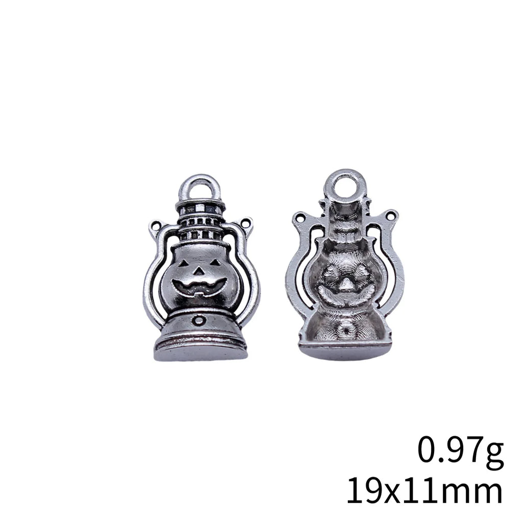 19x11mm 0.97g Antique Silver Finish Zinc Alloy Halloween Pumpkin Lantern Charm Pendant for DIY Jewelry