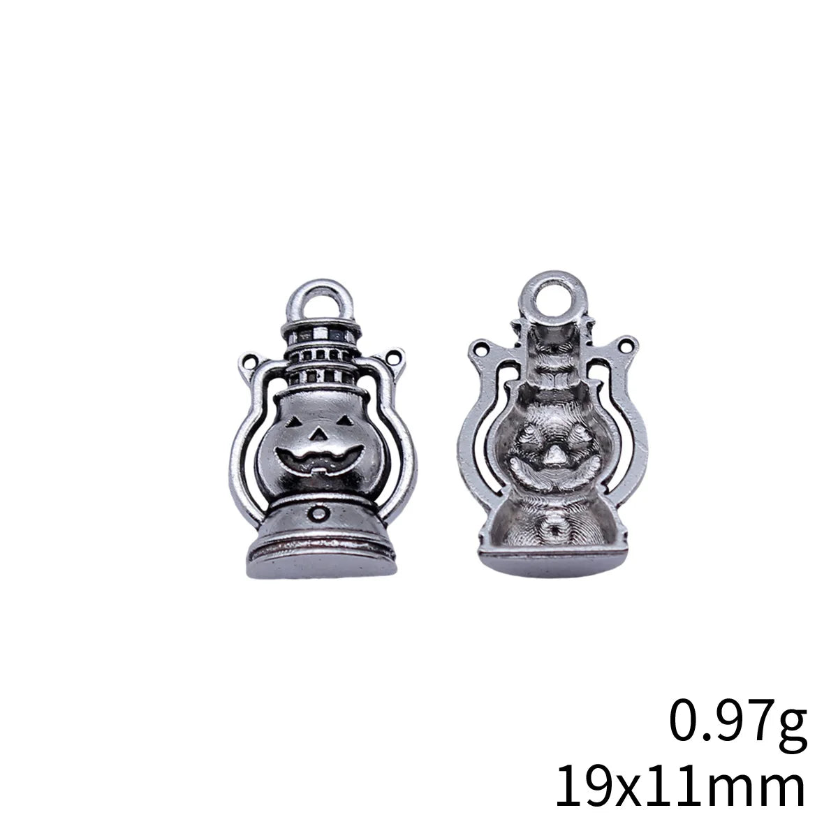 19x11mm 0.97g Antique Silver Finish Zinc Alloy Halloween Pumpkin Lantern Charm Pendant for DIY Jewelry