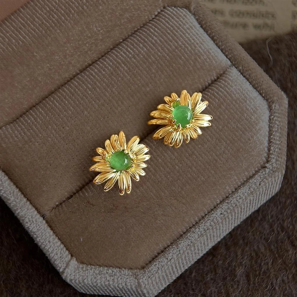Old Money Style Eco Copper Silver Plated 3D Daisy Flower Stud Earrings Designer Gift Jewelry