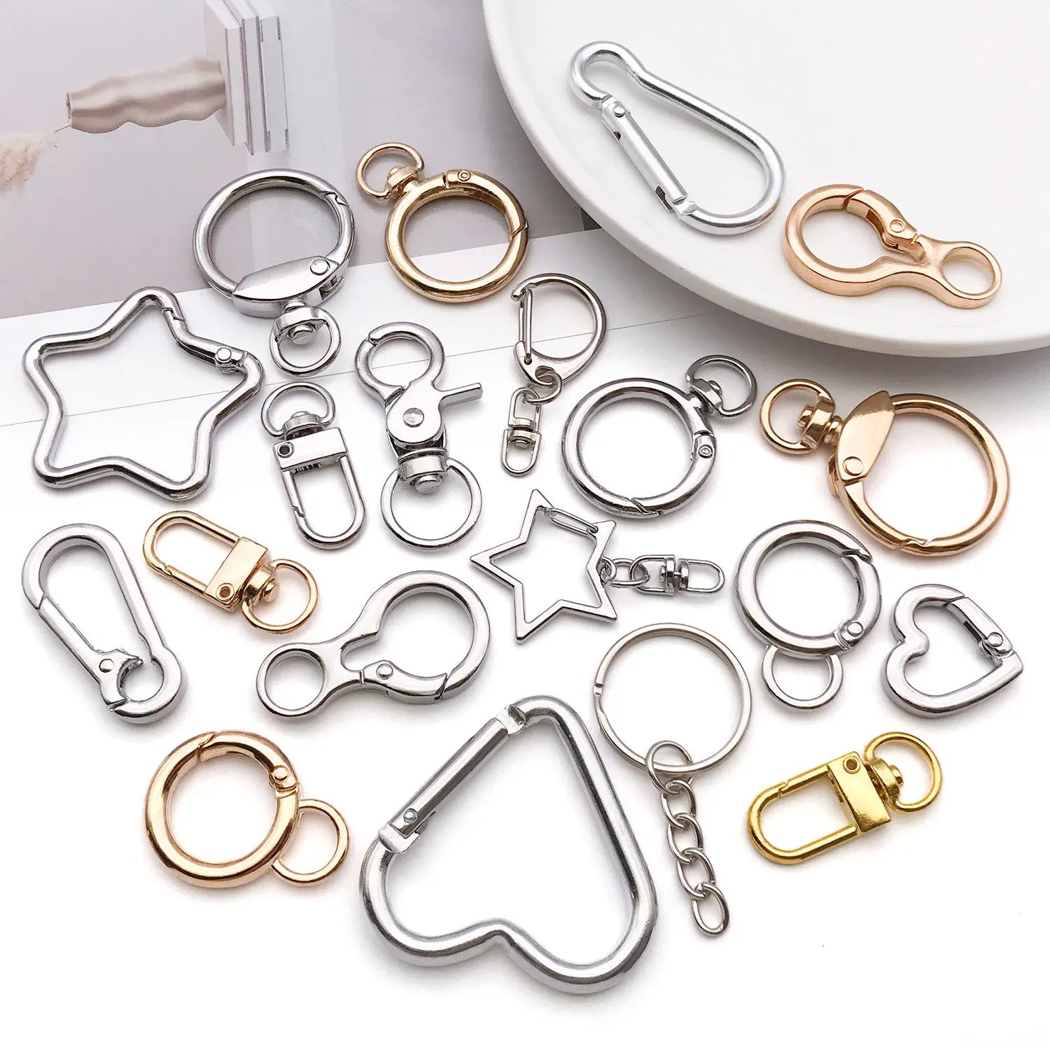 Iron Heart Lobster Dog Clasp for Keyring Bracelet Necklace DIY Jewelry Findings