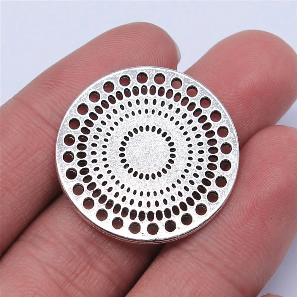 29x29mm 3.9g Multicolor Zinc Alloy Round Flower Filigree Charm Pendant for DIY Jewelry Making
