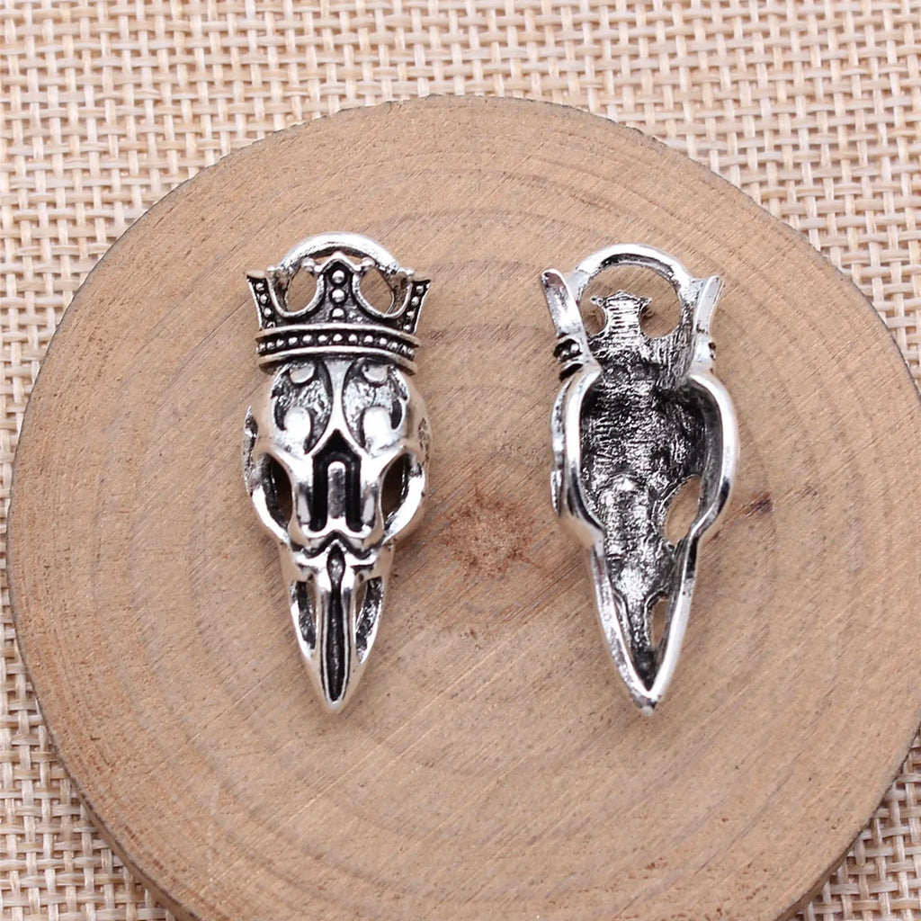 33x13mm 4.1g Antique Silver Zinc Alloy Crown Bird Beak Skull Charm Pendant for Gothic DIY Jewelry