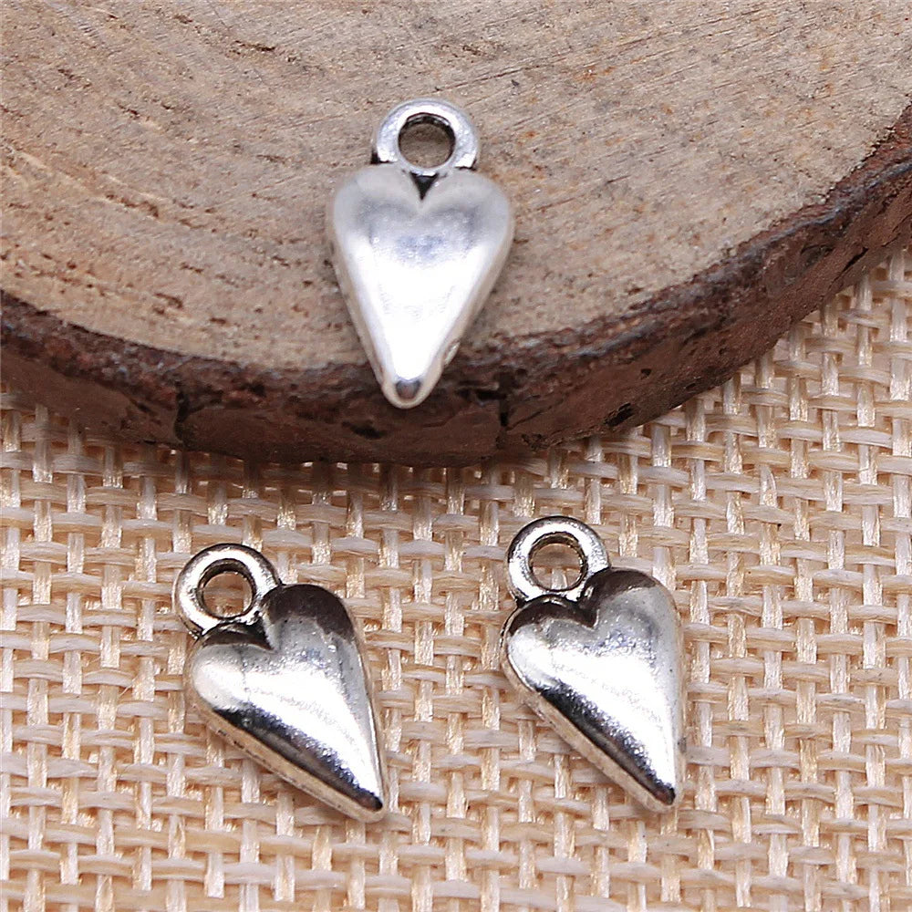 13x7mm 0.8g Multicolor zinc alloy small Heart charm pendant for DIY bracelet necklace jewelry making