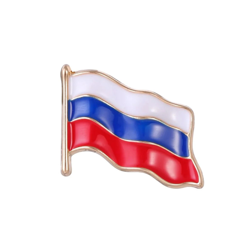 Elegant Russian Flag Enamel Alloy Brooch, Waving National Flag Lapel Pin For Suit Accessory Gift