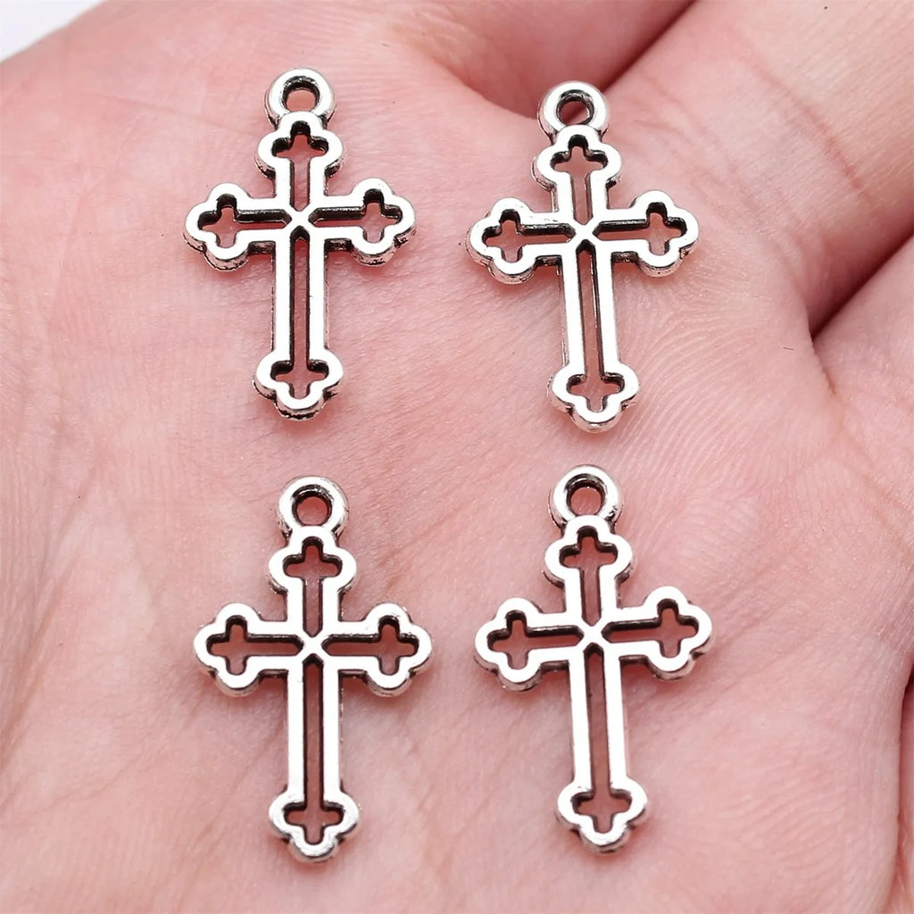 19x12mm 0.5g Antique Silver Zinc Alloy Cross Charm Pendant for DIY Vintage Necklace Jewelry Making