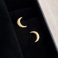 14K Gold Plated Copper Crescent Moon Stud Earrings Minimalist Commuter Jewelry