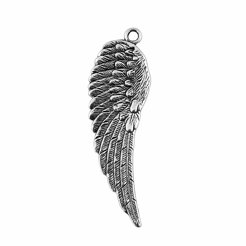 66x20mm 7.3g Antique Silver Zinc Alloy Large Wing Charm Pendant for DIY Necklace Making
