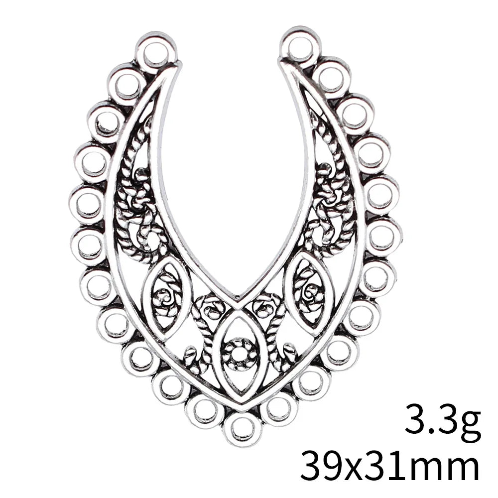 39x31mm 3.3g Antique Silver Zinc Alloy Earring Connector Charm for DIY Dangle Earring Jewelry Making