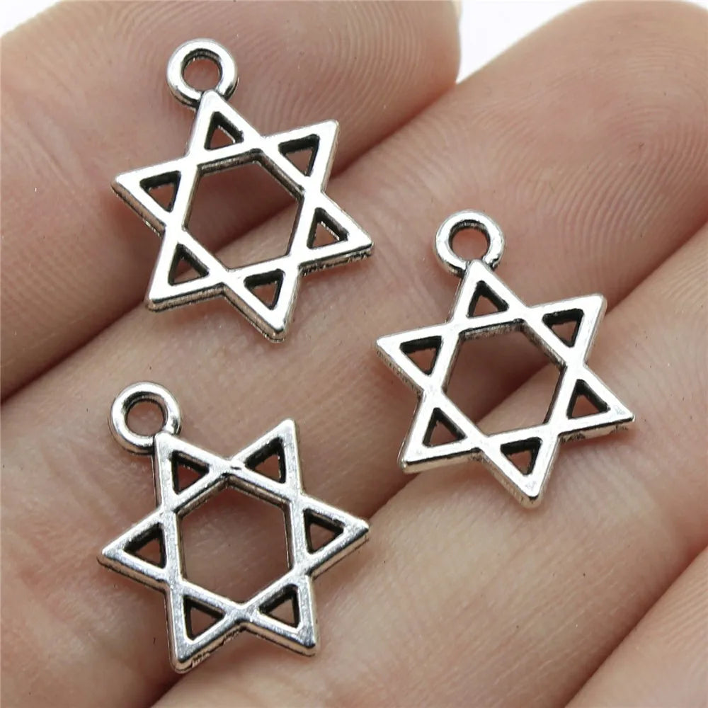 17x13mm 0.7g Multicolor Zinc Alloy Star of David Charm Pendant for DIY Bracelet Necklace Making