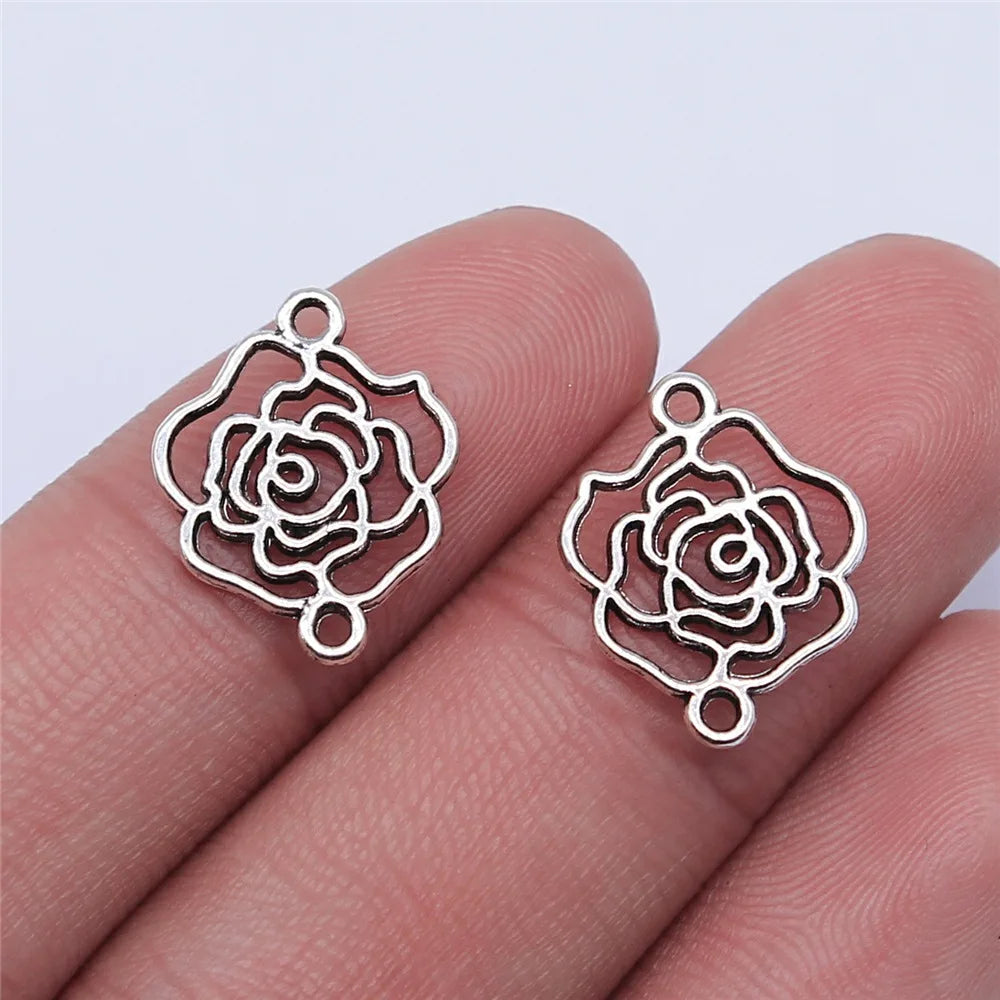 17x14mm 0.6g Multicolor Zinc Alloy Hollow Flower connector charm for DIY bracelet necklace making