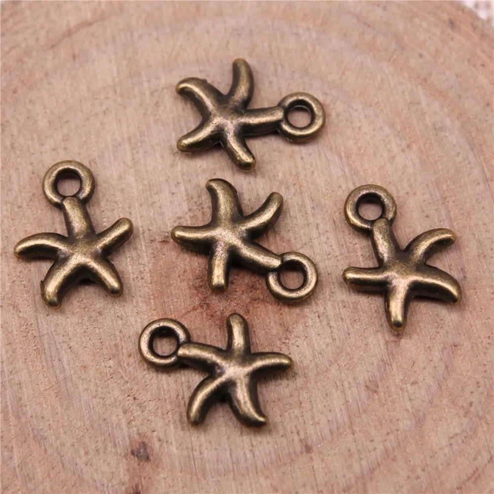 12x10mm 0.64g Multicolor Zinc Alloy Starfish Charm Pendant for Ocean Theme Jewelry Making