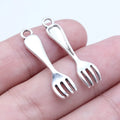 8x30mm 0.8g Antique Silver Tone Zinc Alloy Fork Charm Pendant for DIY Necklace Bracelet Jewelry