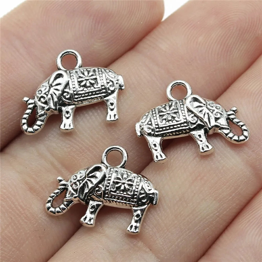 17x13mm 1.5g Multicolor Zinc Alloy Elephant Charm Pendant for Necklace Bracelet DIY Jewelry Making