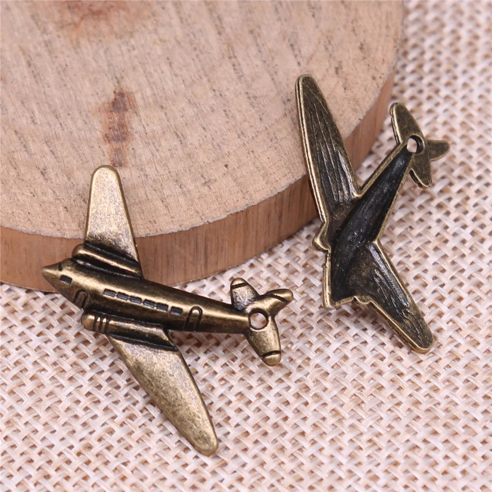 25x31mm 1.7g Multicolor Zinc Alloy Airplane Charm Pendant for DIY Necklace Bracelet Making