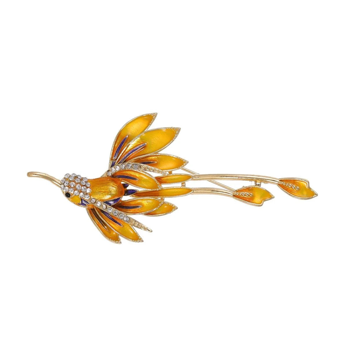 Elegant Enamel Flying Bird Brooch With Rhinestone Accents, Luxury Lapel Pin Corsage Suit Accessory Gift