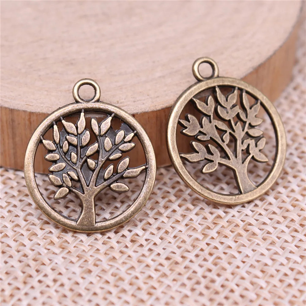 17x17mm 0.95g Multicolor Zinc Alloy Tree of Life Charm Pendant for DIY Bracelet Necklace Making