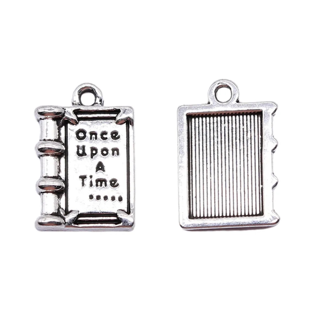 12x18mm 1.7g Zinc Alloy Once Upon A Time Story Book Charm Pendant for DIY Necklace Jewelry Making