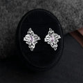 Luxury Original Designer Silver Plated Copper Zircon 3D Floral Stud Earrings For Women