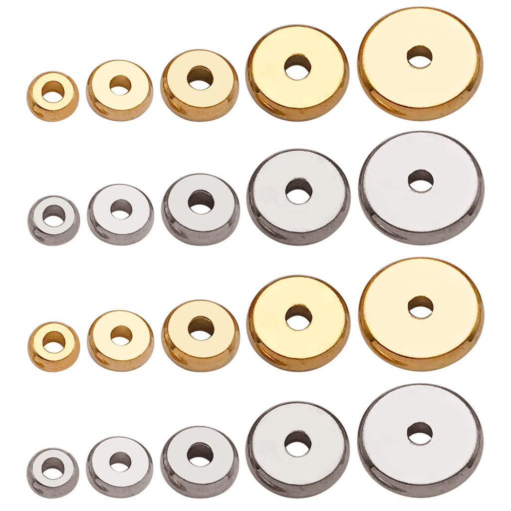Stainless Steel Wheel Disc Round Abacus Spacer Beads for DIY Bracelet Jewelry Making