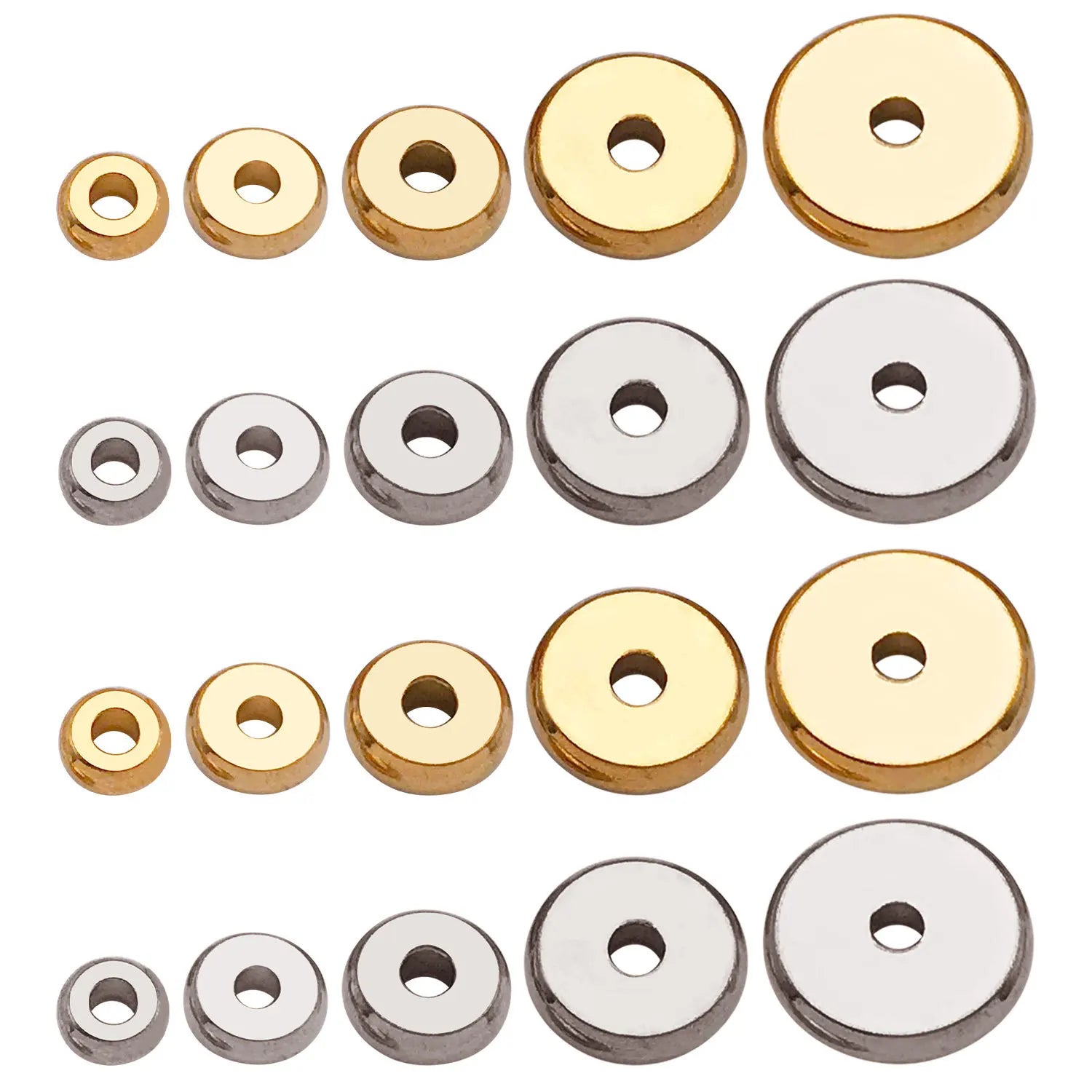 Stainless Steel Wheel Disc Round Abacus Spacer Beads for DIY Bracelet Jewelry Making