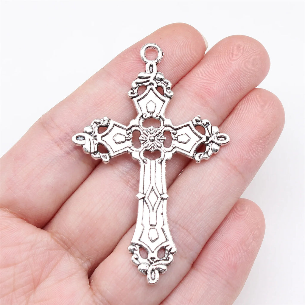 55x36mm 4.3g Multi Color Zinc Alloy Gothic Cross Charm Pendant for DIY Necklace Bracelet Jewelry Making