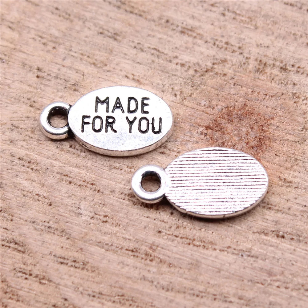 13x7mm 0.7g Multicolor Zinc Alloy Made For You Letter Charm Pendant for Bracelet Necklace Making