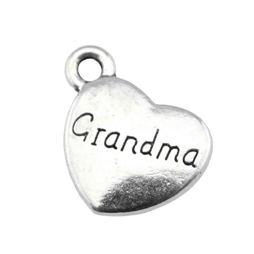 15x18mm 2.8g Multicolor Zinc Alloy Grandma Heart Charm Pendant for DIY Bracelet Necklace Making
