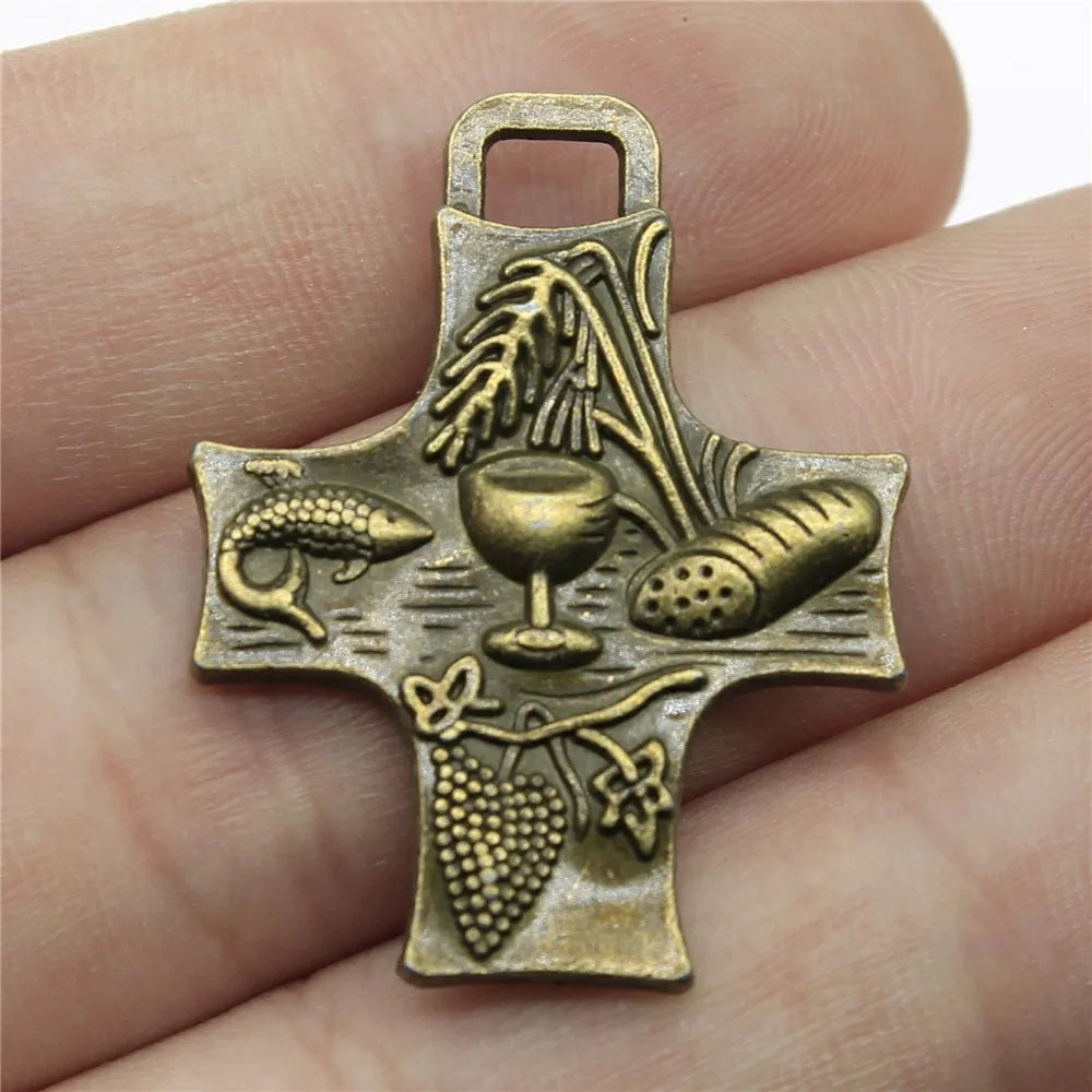 34x26mm 5.4g Multicolor Zinc Alloy Food Cross Charm Pendant for DIY Necklace Bracelet Jewelry Making