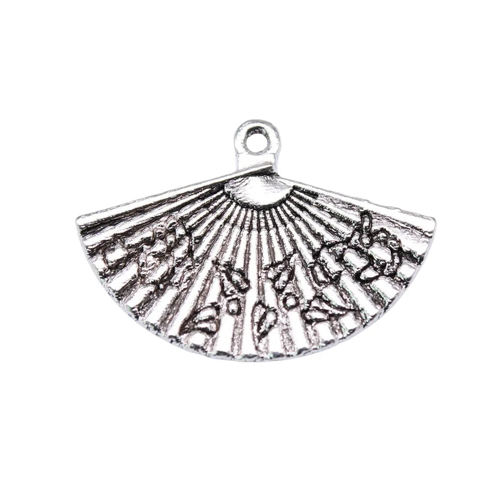 17x24mm 1.6g Multicolor Zinc Alloy Fan Charm Pendant for DIY Oriental Style Jewelry Making