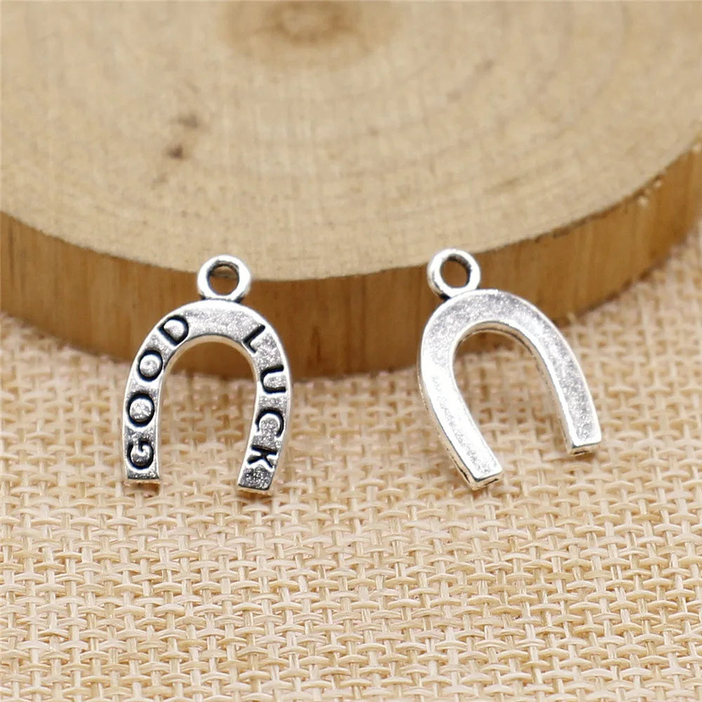 17x12mm 0.9g Multicolor Zinc Alloy Good Luck Horseshoe Charm Pendant for Bracelet Necklace Making